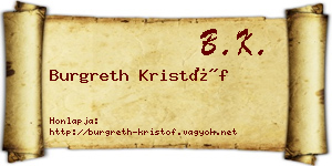 Burgreth Kristóf névjegykártya